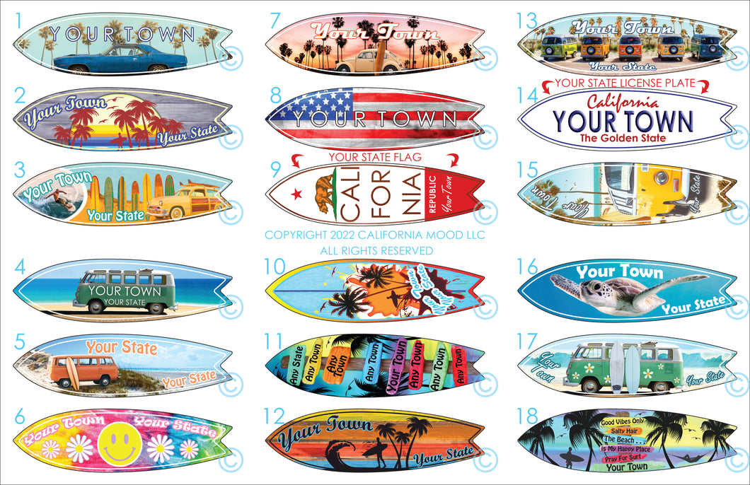 36 MEDIUM WOOD SURFBOARD WALL HANGING SIGNS