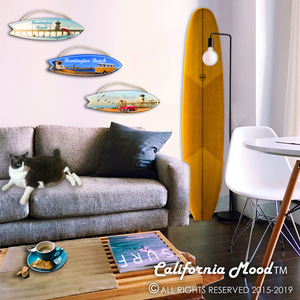 HUNTINGTON BEACH, WOOD SURFBOARD WALL HANGINGS, MAGNETS AND KEY-CHAINS PRICED FROM:
