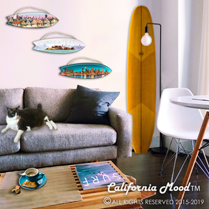 SAN FRANCISCO ALCATRAZ, WOOD SURFBOARD WALL HANGINGS AND MAGNETS PRICED FROM: