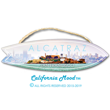 Load image into Gallery viewer, SAN FRANCISCO ALCATRAZ, WOOD SURFBOARD WALL HANGINGS AND MAGNETS PRICED FROM: