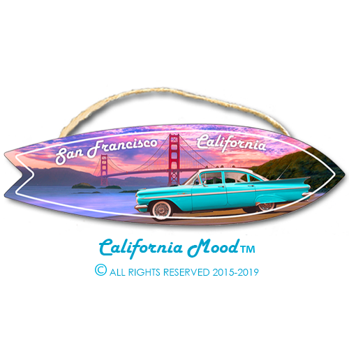 SAN FRANCISCO, WOOD SURFBOARD WALL HANGING, MAGNETS AND KEY-CHAINS PRICED FROM: