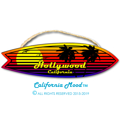 HOLLYWOOD, WOOD SURFBOARD WALL HANGINGS, MAGNETS AND KEY-CHAINS PRICED FROM: