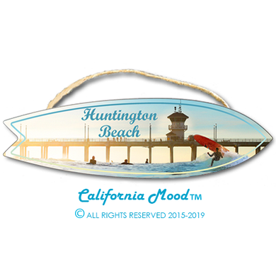 HUNTINGTON BEACH, WOOD SURFBOARD WALL HANGINGS, MAGNETS AND KEY-CHAINS  PRICED FROM: