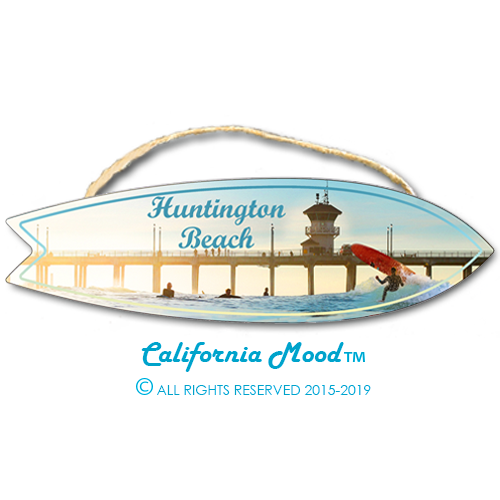 HUNTINGTON BEACH, WOOD SURFBOARD WALL HANGINGS, MAGNETS AND KEY-CHAINS  PRICED FROM: