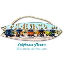 Load image into Gallery viewer, HUNTINGTON BEACH, WOOD SURFBOARD WALL HANGINGS, MAGNETS AND KEY-CHAINS PRICED FROM:
