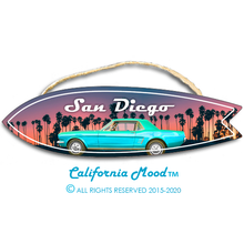 Load image into Gallery viewer, SAN DIEGO, WOOD SURFBOARD WALL HANGINGS AND MAGNETS PRICED FROM: