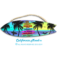 Load image into Gallery viewer, LOS ANGELES, WOOD SURFBOARD WALL HANGINGS, MAGNETS AND KEY-CHAINS PRICED FROM: