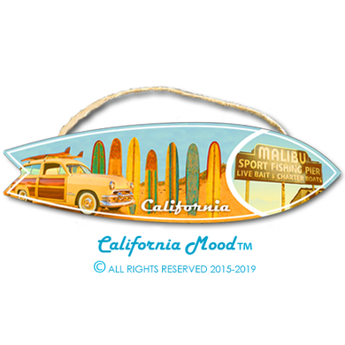 MALIBU, WOOD SURFBOARD WALL HANGINGS, MAGNETS AND KEY-CHAINS PRICED FROM: