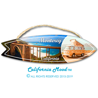 MONTEREY, WOOD SURFBOARD WALL HANGINGS, MAGNETS AND KEY-CHAINS PRICED FROM: