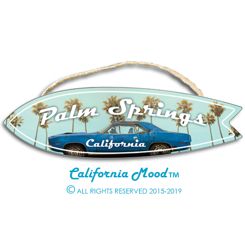 PALM SPRINGS, WOOD SURFBOARD WALL HANGINGS, MAGNETS AND KEY-CHAINS PRICED FROM: