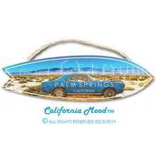 Load image into Gallery viewer, PALM SPRINGS, WOOD SURFBOARD WALL HANGINGS, MAGNETS AND KEY-CHAINS PRICED FROM: