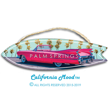 Load image into Gallery viewer, PALM SPRINGS, WOOD SURFBOARD WALL HANGINGS, MAGNETS AND KEY-CHAINS PRICED FROM: