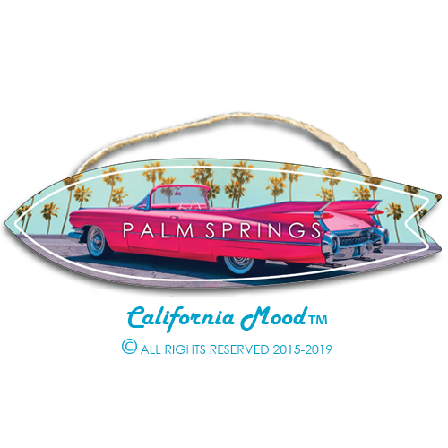 PALM SPRINGS, WOOD SURFBOARD WALL HANGINGS, MAGNETS AND KEY-CHAINS PRICED FROM: