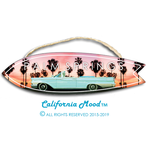 PALM SPRINGS, WOOD SURFBOARD WALL HANGINGS, MAGNETS AND KEY-CHAINS PRICED FROM: