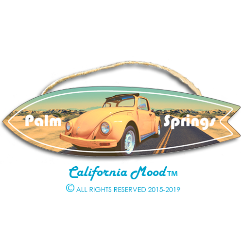 PALM SPRINGS, WOOD SURFBOARD WALL HANGINGS, MAGNETS AND KEY-CHAINS PRICED FROM: