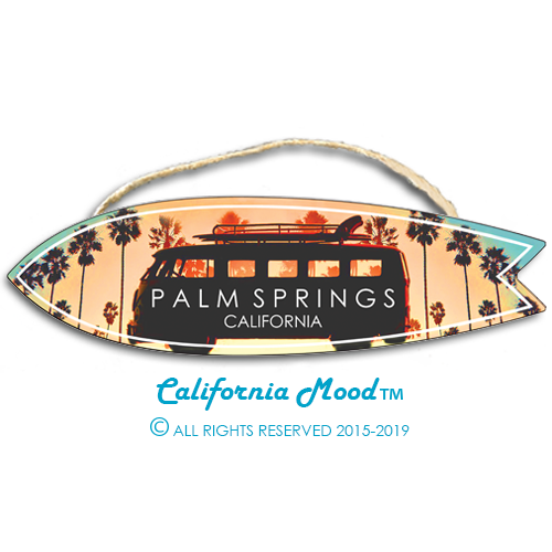 PALM SPRINGS, WOOD SURFBOARD WALL HANGINGS, MAGNETS AND KEY-CHAINS PRICED FROM:
