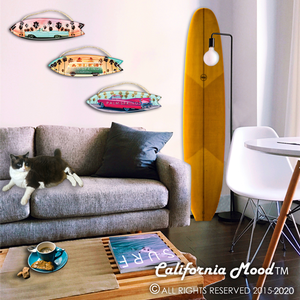 PALM SPRINGS, WOOD SURFBOARD WALL HANGINGS, MAGNETS AND KEY-CHAINS PRICED FROM: