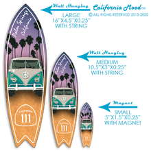 Load image into Gallery viewer, PALM SPRINGS, WOOD SURFBOARD WALL HANGINGS, MAGNETS AND KEY-CHAINS  PRICED FROM: