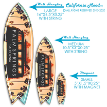 Load image into Gallery viewer, PALM SPRINGS, WOOD SURFBOARD WALL HANGINGS, MAGNETS AND KEY-CHAINS PRICED FROM: