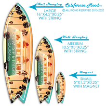 Load image into Gallery viewer, PALM SPRINGS, WOOD SURFBOARD WALL HANGINGS, MAGNETS AND KEY-CHAINS PRICED FROM: