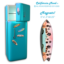 Load image into Gallery viewer, PALM SPRINGS, WOOD SURFBOARD WALL HANGINGS, MAGNETS AND KEY-CHAINS PRICED FROM: