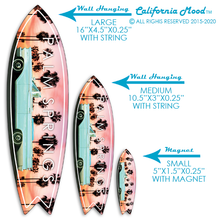 Load image into Gallery viewer, PALM SPRINGS, WOOD SURFBOARD WALL HANGINGS, MAGNETS AND KEY-CHAINS PRICED FROM: