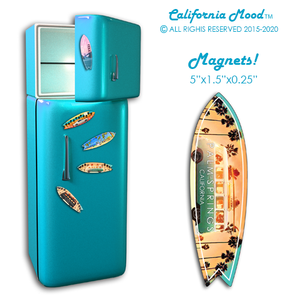 PALM SPRINGS, WOOD SURFBOARD WALL HANGINGS, MAGNETS AND KEY-CHAINS PRICED FROM: