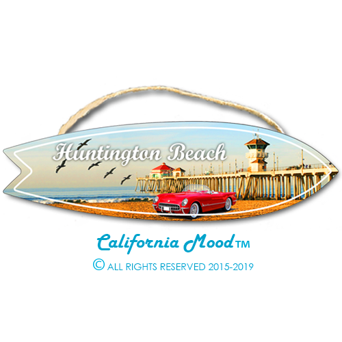 HUNTINGTON BEACH, WOOD SURFBOARD WALL HANGINGS, MAGNETS AND KEY-CHAINS PRICED FROM: