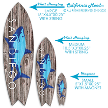 Load image into Gallery viewer, SAN DIEGO, WOOD SURFBOARD WALL HANGINGS, MAGNETS AND KEY-CHAINS PRICED FROM: