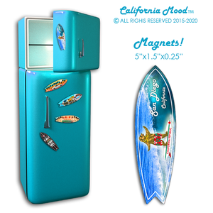 SAN DIEGO, WOOD SURFBOARD WALL HANGINGS, MAGNETS AND KEY-CHAINS PRICED FROM:
