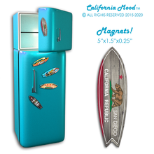 Load image into Gallery viewer, SAN DIEGO, WOOD SURFBOARD WALL HANGINGS, MAGNETS AND KEY-CHAINS PRICED FROM: