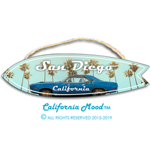 Load image into Gallery viewer, SAN DIEGO, WOOD SURFBOARD WALL HANGINGS, MAGNETS AND KEY-CHAINS PRICED FROM: