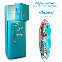 Load image into Gallery viewer, CORONADO, WOOD SURFBOARD WALL HANGINGS, MAGNETS AND KEY-CHAINS PRICED FROM: