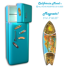 Load image into Gallery viewer, SAN DIEGO, WOOD SURFBOARD WALL HANGINGS, MAGNETS AND KEY-CHAINS PRICED FROM:
