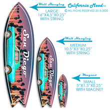 Load image into Gallery viewer, SAN DIEGO, WOOD SURFBOARD WALL HANGINGS AND MAGNETS PRICED FROM: