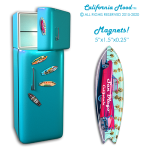 SAN DIEGO, WOOD SURFBOARD WALL HANGINGS, MAGNETS AND KEY-CHAINS PRICED FROM: