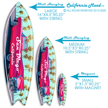 Load image into Gallery viewer, SAN DIEGO, WOOD SURFBOARD WALL HANGINGS, MAGNETS AND KEY-CHAINS PRICED FROM: