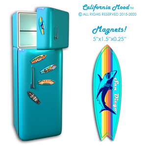 SAN DIEGO, WOOD SURFBOARD WALL HANGINGS, MAGNETS AND KEY-CHAINS PRICED FROM: