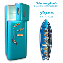 Load image into Gallery viewer, SAN DIEGO, WOOD SURFBOARD WALL HANGINGS, MAGNETS AND KEY-CHAINS PRICED FROM: