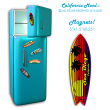 Load image into Gallery viewer, SAN DIEGO, WOOD SURFBOARD WALL HANGINGS, MAGNETS AND KEY-CHAINS PRICED FROM: