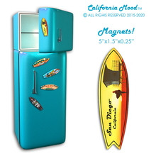 Load image into Gallery viewer, SAN DIEGO, WOOD SURFBOARD WALL HANGINGS, MAGNETS AND KEY-CHAINS PRICED FROM: