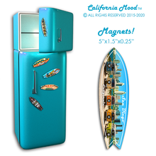 Load image into Gallery viewer, SAN DIEGO, WOOD SURFBOARD WALL HANGINGS, MAGNETS AND KEY-CHAINS PRICED FROM: