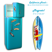 Load image into Gallery viewer, SAN DIEGO, WOOD SURFBOARD WALL HANGINGS, MAGNETS AND KEY-CHAINSPRICED FROM: