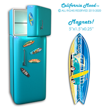 Load image into Gallery viewer, SAN DIEGO, WOOD SURFBOARD WALL HANGINGS, MAGNETS AND KEY-CHAINS PRICED FROM: