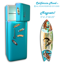 Load image into Gallery viewer, SAN DIEGO, WOOD SURFBOARD WALL HANGINGS AND MAGNETS PRICED FROM: