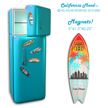 Load image into Gallery viewer, SAN DIEGO, WOOD SURFBOARD WALL HANGINGS, MAGNETS AND KEY-CHAINS PRICED FROM: