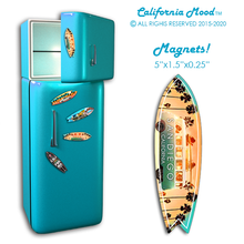 Load image into Gallery viewer, SAN DIEGO, WOOD SURFBOARD WALL HANGINGS, MAGNETS AND KEY-CHAINS PRICED FROM: