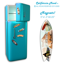 Load image into Gallery viewer, SAN DIEGO, WOOD SURFBOARD WALL HANGINGS, MAGNETS AND KEY-CHAINS PRICED FROM:
