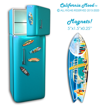 Load image into Gallery viewer, SAN DIEGO, WOOD SURFBOARD WALL HANGINGS, MAGNETS AND KEY-CHAINS PRICED FROM:
