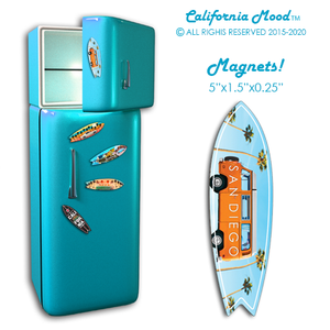 SAN DIEGO, WOOD SURFBOARD WALL HANGINGS, MAGNETS AND KEY-CHAINS PRICED FROM: